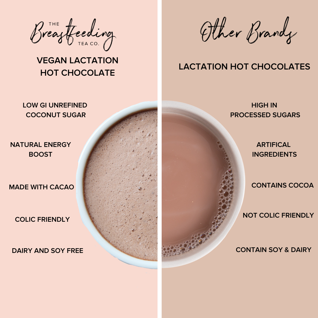Vegan Lactation Hot Chocolate (DF, SF, V) - Postpartum Care Breastfeeding Support - Delicious Hot Chocolate