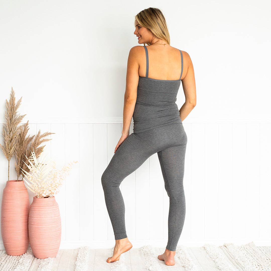 Bamboo Maternity Leggings: Grey / M/L