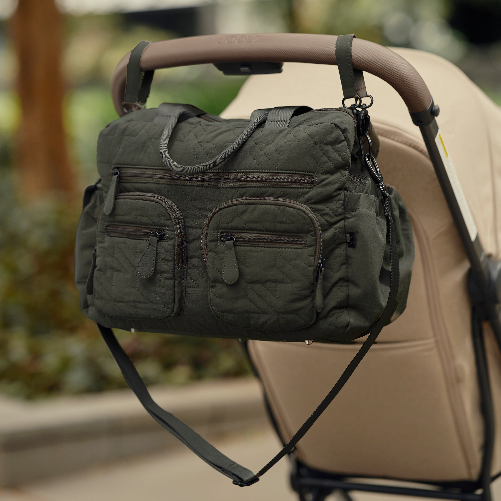 Carry All Nappy Bag - Olive Houndstooth Quilt