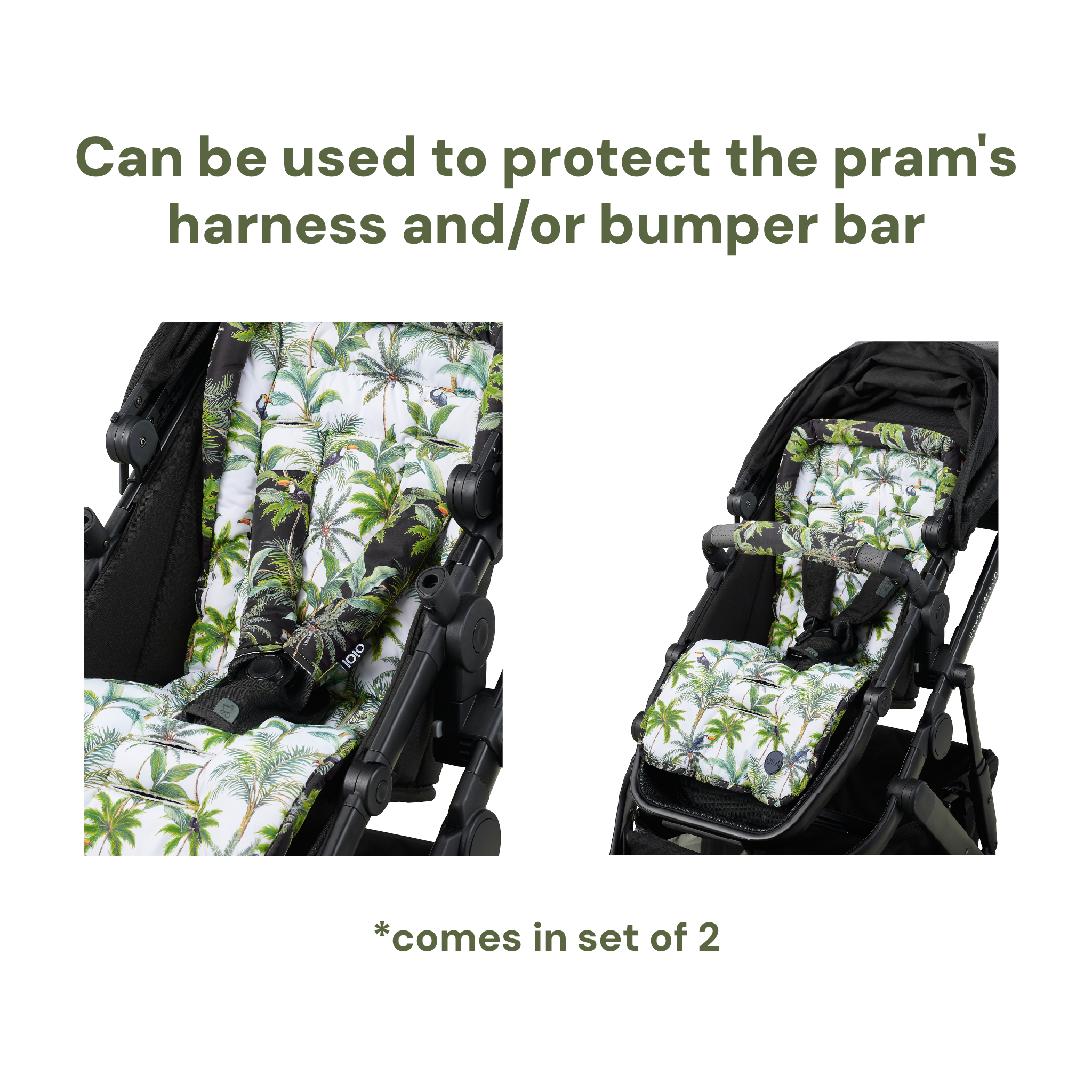 Reversible Pram Harness Cover Set - Gingham/Cozy Fleece