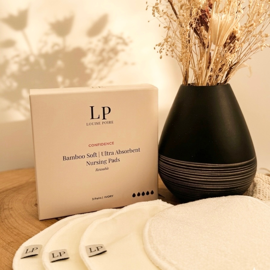 Postpartum Care: Bamboo Reusable Nursing Pads by Louise Poire – 3 Pairs (Ivory) Reusable breastfeeding nursing pads