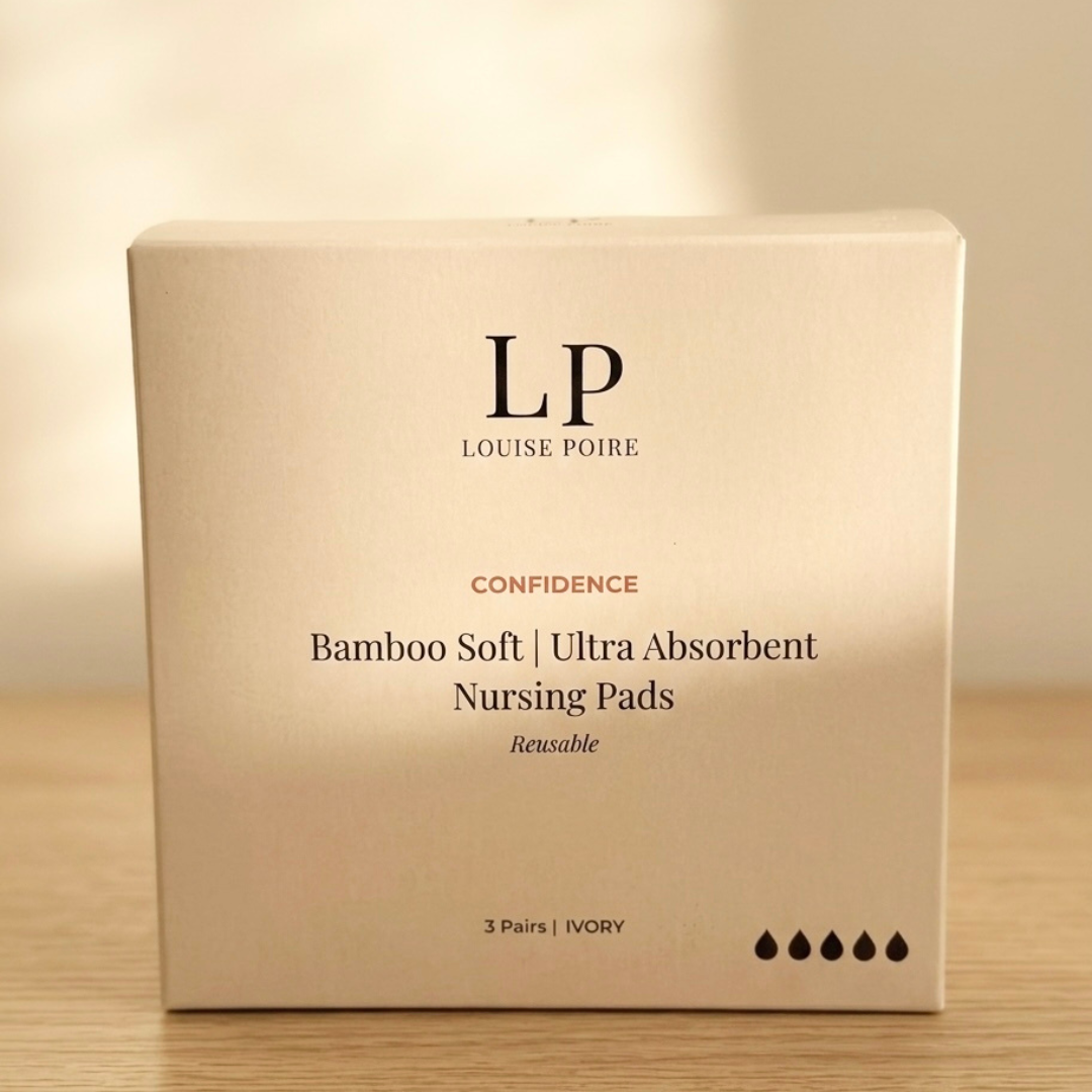 Postpartum Care: Bamboo Reusable Nursing Pads by Louise Poire – 3 Pairs (Ivory) Reusable breastfeeding nursing pads