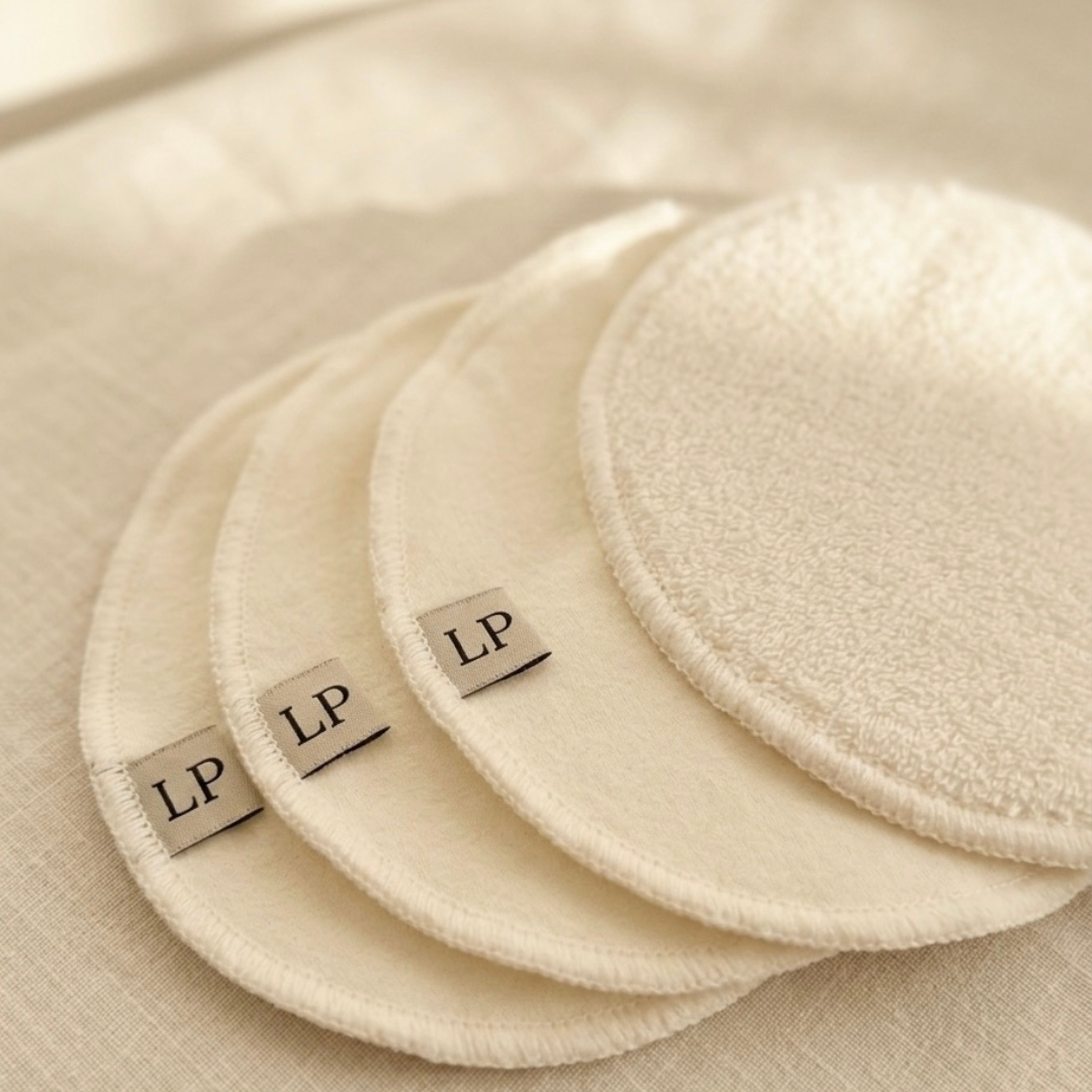 Postpartum Care: Bamboo Reusable Nursing Pads by Louise Poire – 3 Pairs (Ivory) Reusable breastfeeding nursing pads