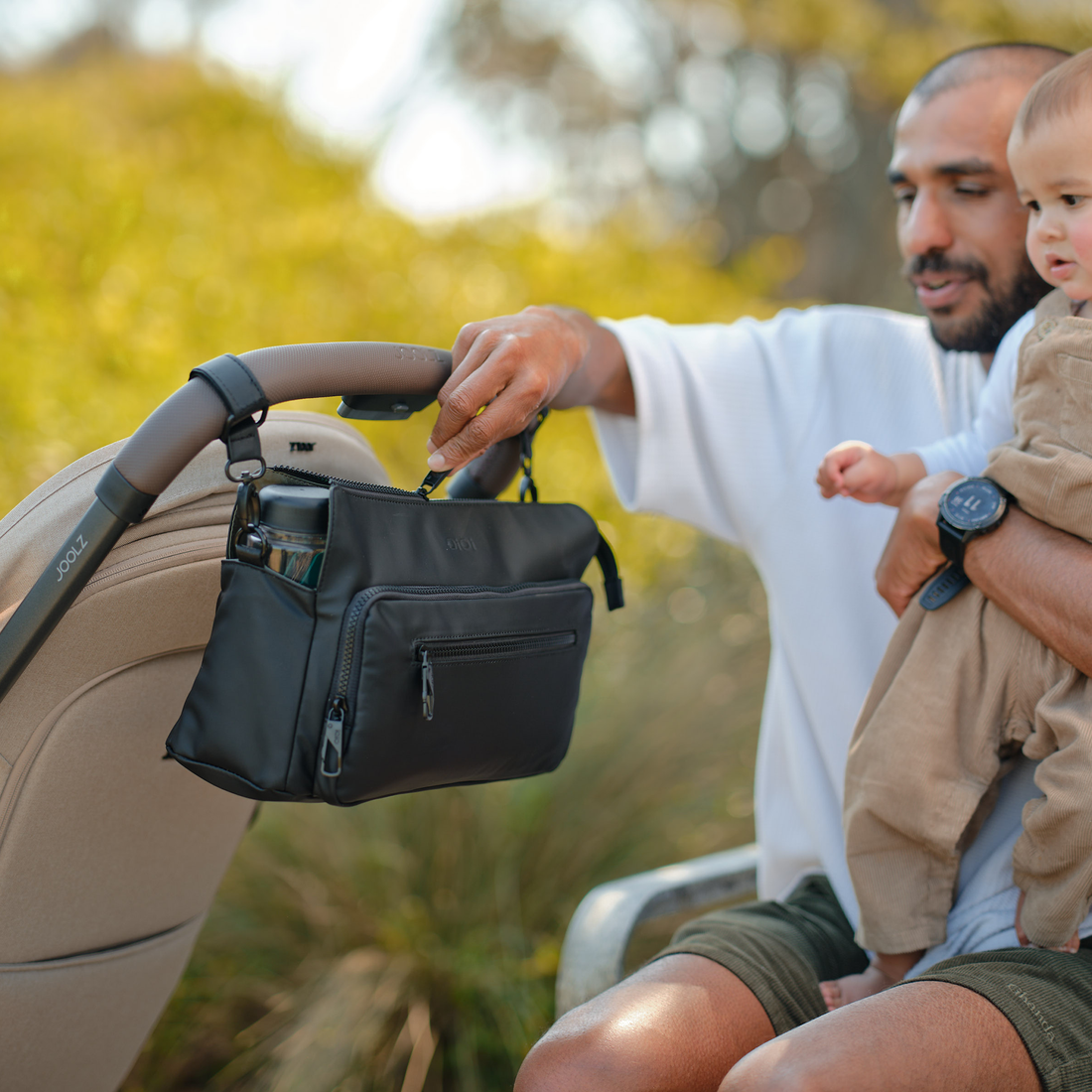 Multitasker Pram Caddy 2.0 - Black Weatherproof