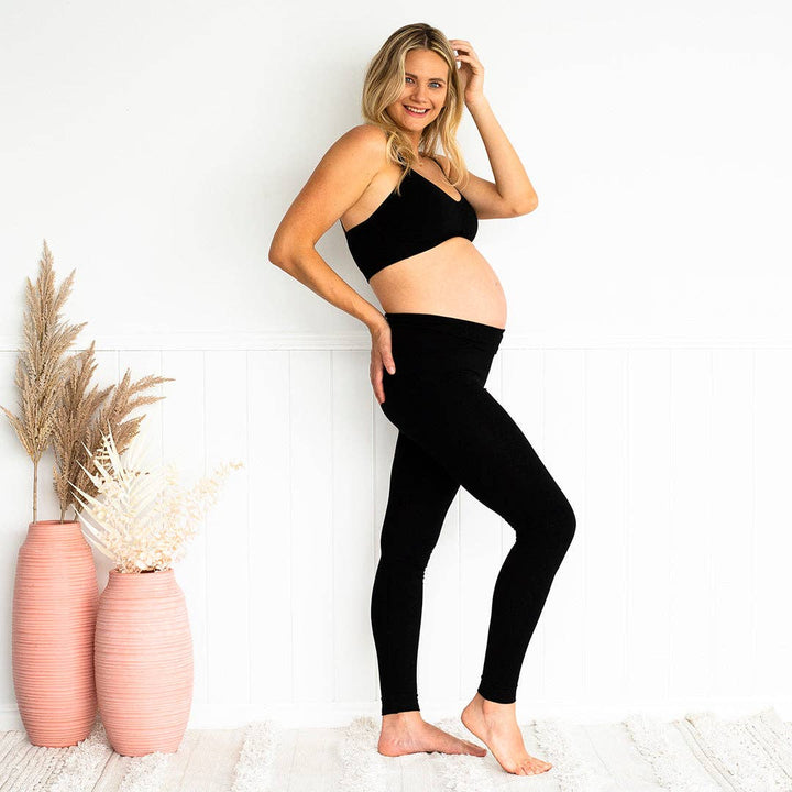 Bamboo Maternity Leggings: Black / M/L